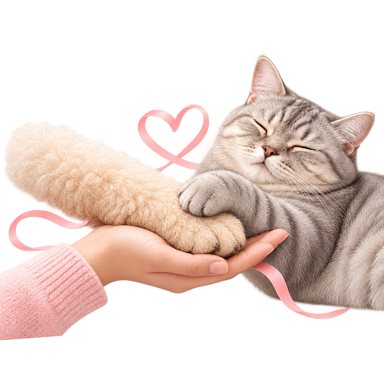 보호자의 손 위에 발을 올린 고양이